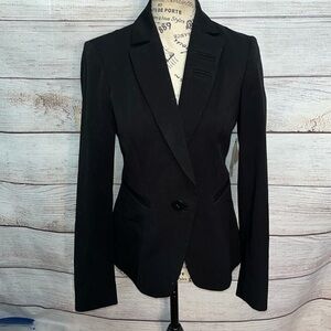 Area Double Stretch Fitted Jacket Blazer NWT Black Size 2 Designer One Button